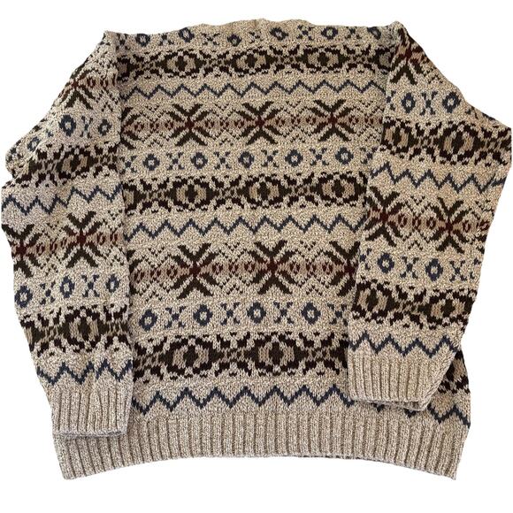 Vintage Liberty Nordic/Fair Isle Pattern Knit Grandpa Sweater Men's Size Medium - Picture 5 of 10